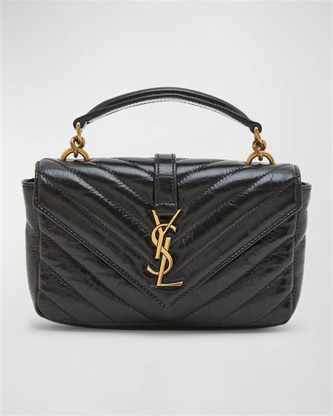 ysl black mini|Saint Laurent College Mini YSL Quilted Crossbody Bag.